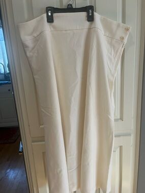 Talbots Cream Skirt with Button Detail